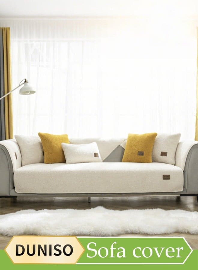 Sofa Cover,Sofa Protective Cover,Anti Slip Furniture Cover, Dust Proof Pet Mat,Anti Fouling And Wear Resistant, Suitable For Winter, 110*210cm,White