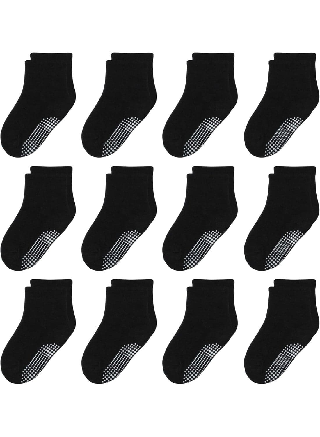 12 Pairs Non Slip Grip Ankle Boys and Girls Socks with Non Skid for Babies Toddlers and Kids Back to School, Breathable Low Cut Anti Skid Socks for Kids