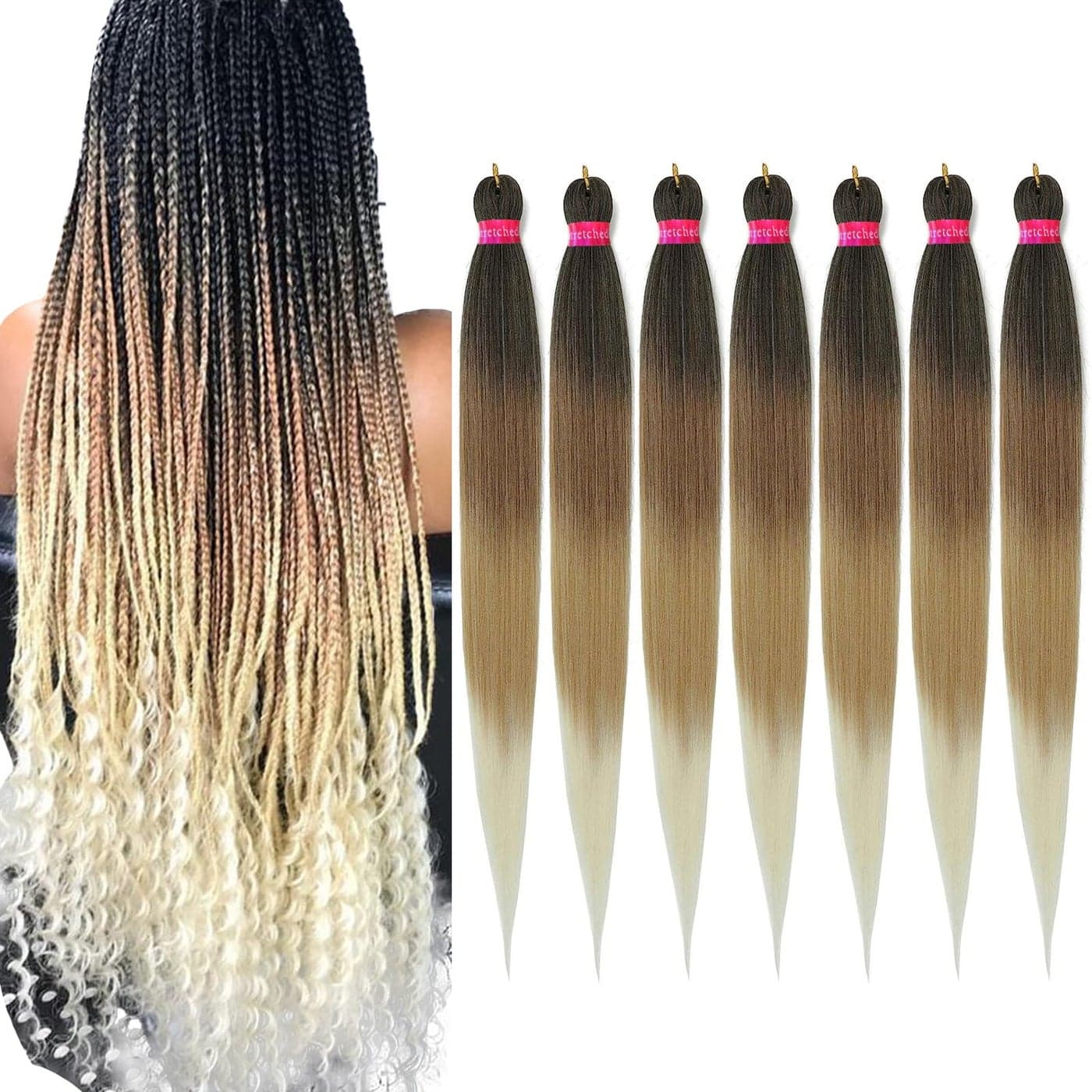 36 Ombre Pre Stretched Braiding Hair Yaki Texture Crochet Braid Hair Extensions 4 Tones Braiding Hair Pre Stretched 7packs1b3027613