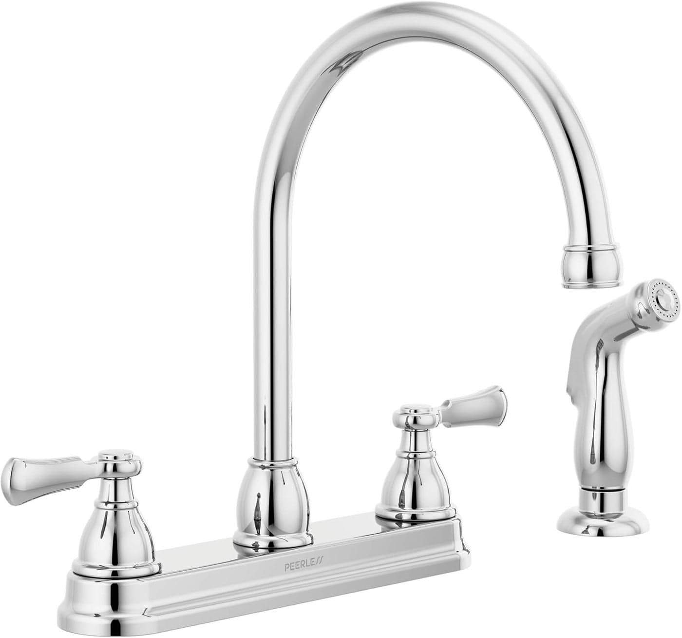 Peerless P2865LF Elmhurst TwoHandle Kitchen Faucet with Spray DeckMount Chrome