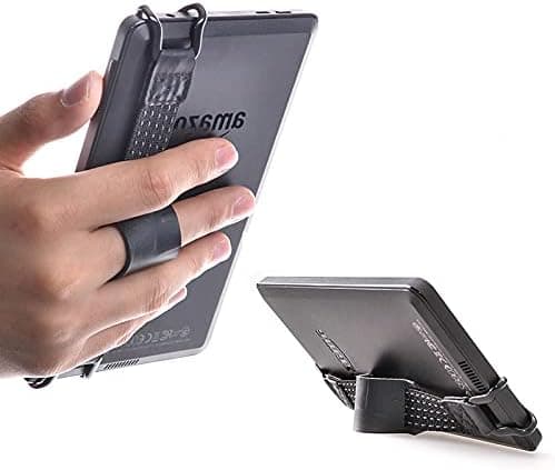 TFY Security Hand Strap with Leather Belt Holder Stand Compatible with Kindle VoyageKindle PaperwhiteKindle Fire 6Inch and More Two Pieces