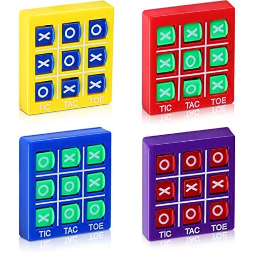 4 Pcs Travel Tic Tac Toe 2 x 2 x 04 Inch Mini Board Game Toys Portable Tic Tac Game Toy Retro Mini Games for Kids Red Blue Purple Yellow Pocket Board Games for Party Birthday Favors Classroom Prizes