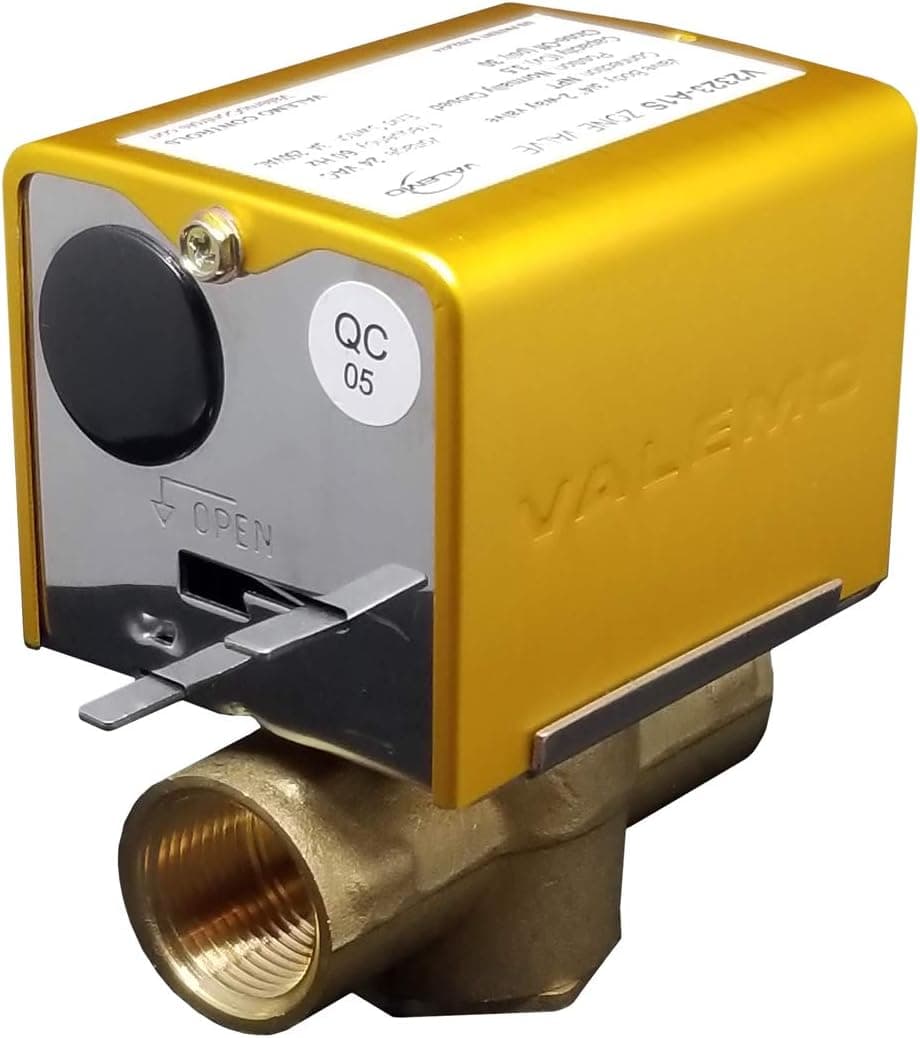 Valemo V2323-A1S Motorized Zone Valve, 2-way, 3/4" Threaded NPT, Normally Closed, 24 VAC with End Switch, PEX Adapter Ready