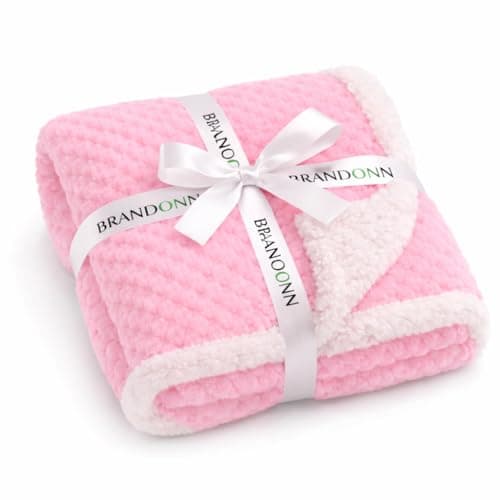 BRANDONN Premium Baby Blanket 100×75 cm – Ultra Soft Flannel Sherpa Newborn Blanket for Winter, AC, Stroller, Crib, Travel (0-12 Months)
