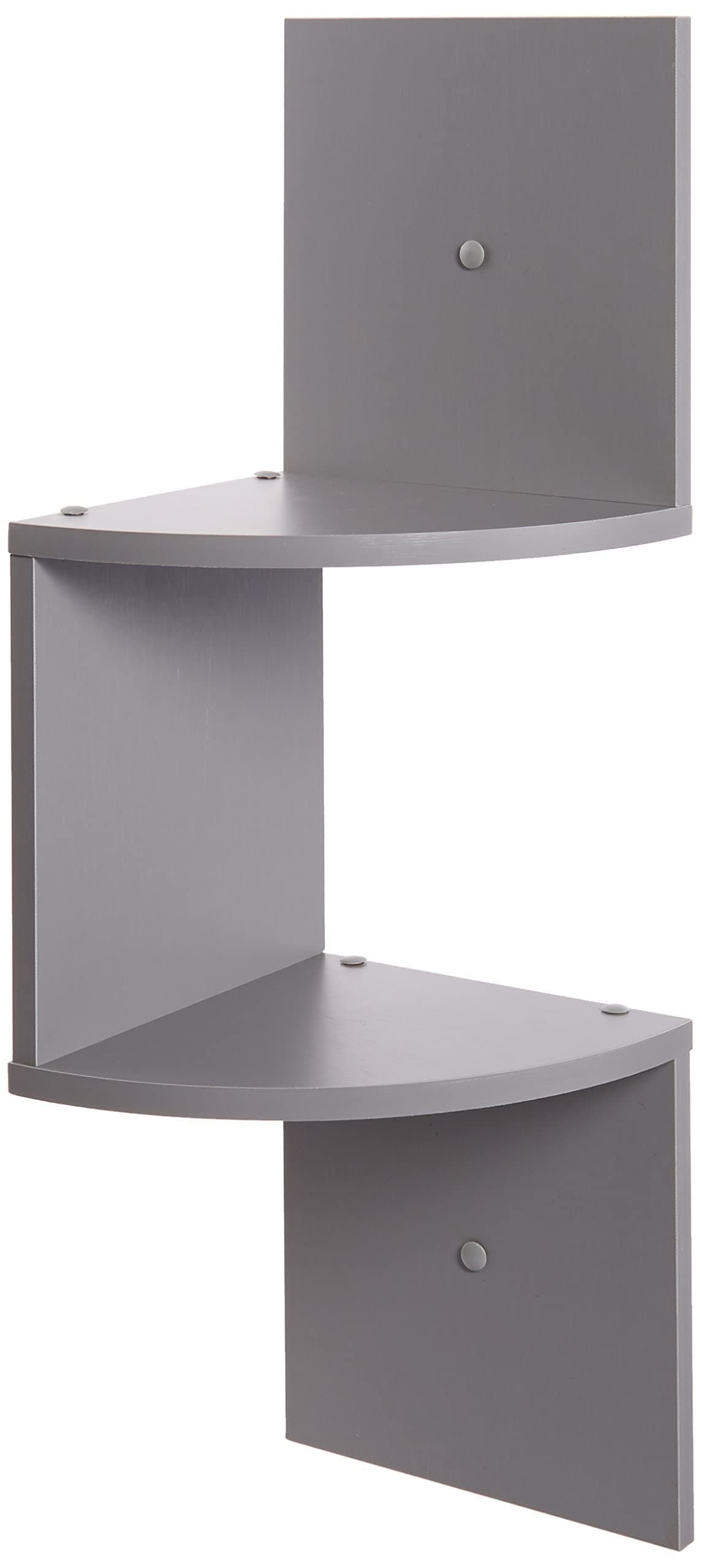 Greenco 2Tier Corner Shelves Gray Finish Floating WallMounted Home Decor Set Corner Wall Shelf Living Room Bedroom Bathroom Office House Cubicle AccessoriesDecorationsStorageOrganizer