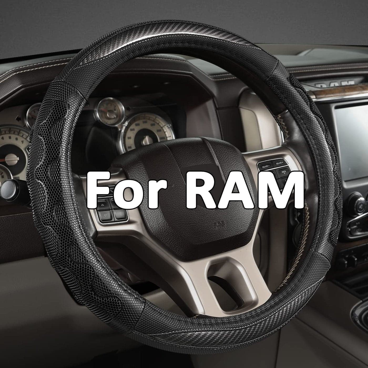 GIANT PANDA Steering Wheel Cover for Dodge Ram 1500 Car Steering Wheel Covers for Dodge Ram 2500 3500 15516 inch Gray