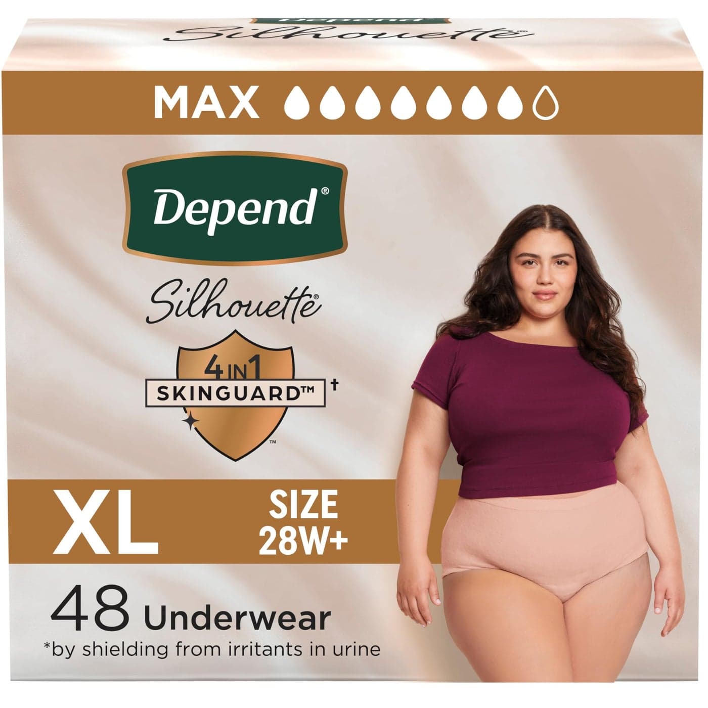 Depend Silhouette Adult Incontinence Postpartum Bladder Leak Underwear for Women Maximum Absorbency Extra Large Pink 48 Count 2 Packs of 24 Packaging May Vary