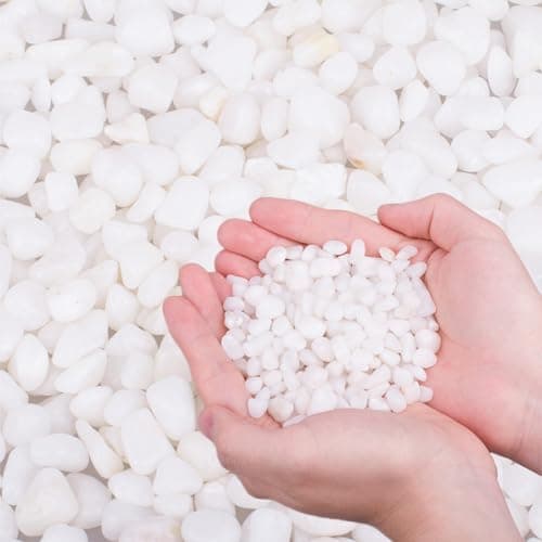 HOT SEAL 2.0 LB White Aquarium Gravel Pebbles 3/8", Natural Decorative Aquarium Substrate Small River Rocks, Mini Pebbles Stone for Fish Tank, Aquatic Plant Bonsai, Hydrophyte