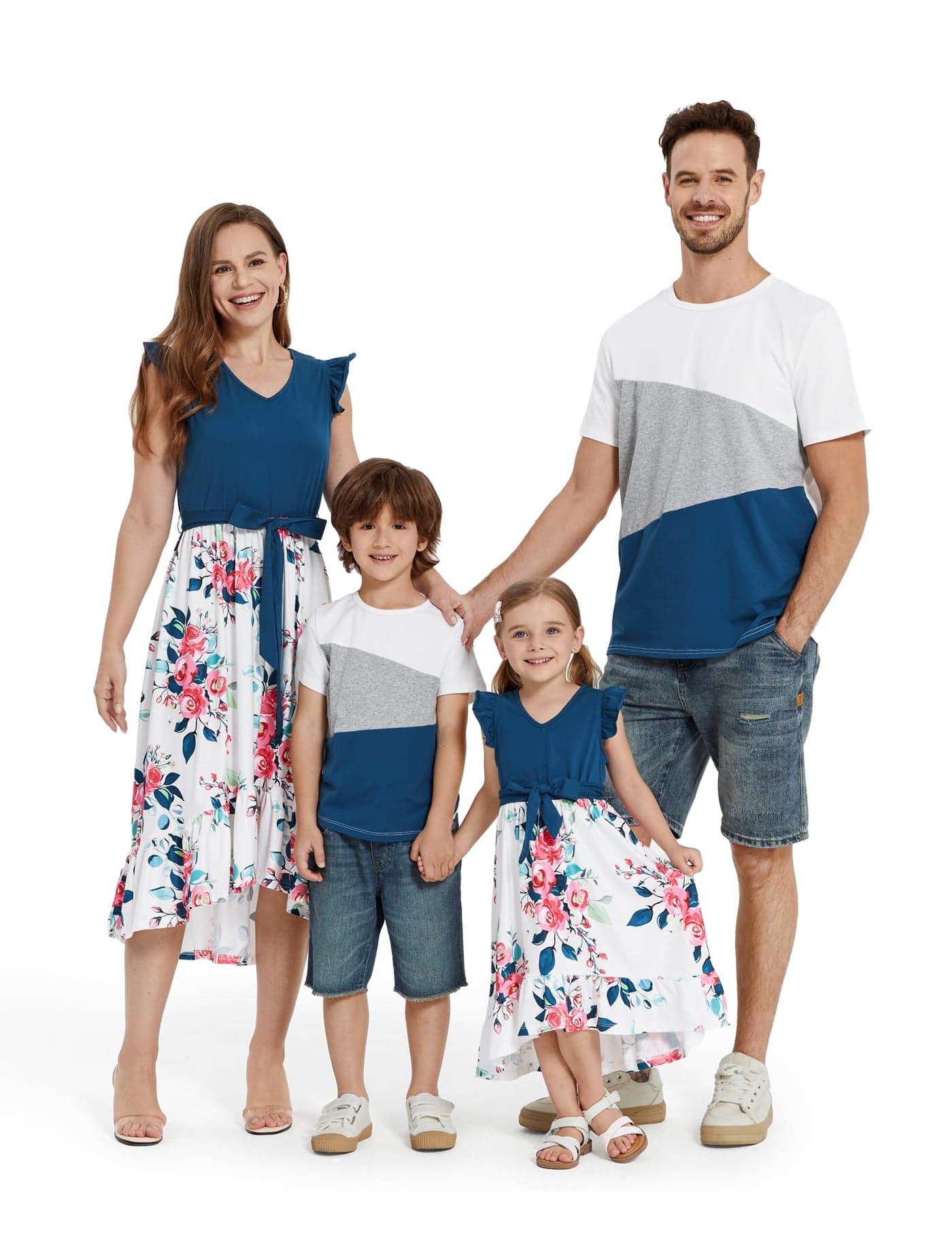 PATPAT Family Matching Outfits Mommy and Me Dress Floral Print Sleeveless Crewneck Dress for Toddler Girl 2 Years
