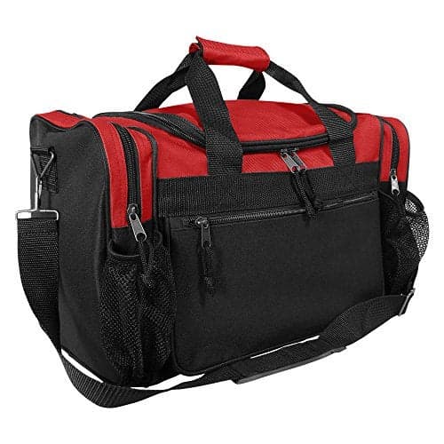 DALIX 17" Duffle Travel Bag with Dual Front Mesh Pockets in Red