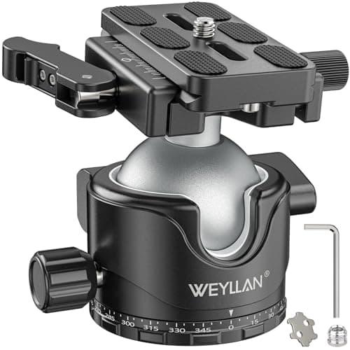 WEYLLAN EH46L Lever Ball Head with Stainless Steel Lock Pin 46mm Low Profile Heavy Duty Tripod Ball Head Mount with Arca Swiss Quick Release Plate for Tripod Monopod DSLR Camera Camcorder Telescope