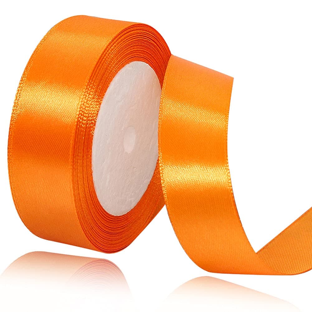 Solid Color Orange Satin Ribbon 34 Inches x 25 Yards Fabric Satin Ribbon for Gift Wrapping Crafts Hair Bows Making Wreath Wedding Party Decoration and Other Sewing Projects