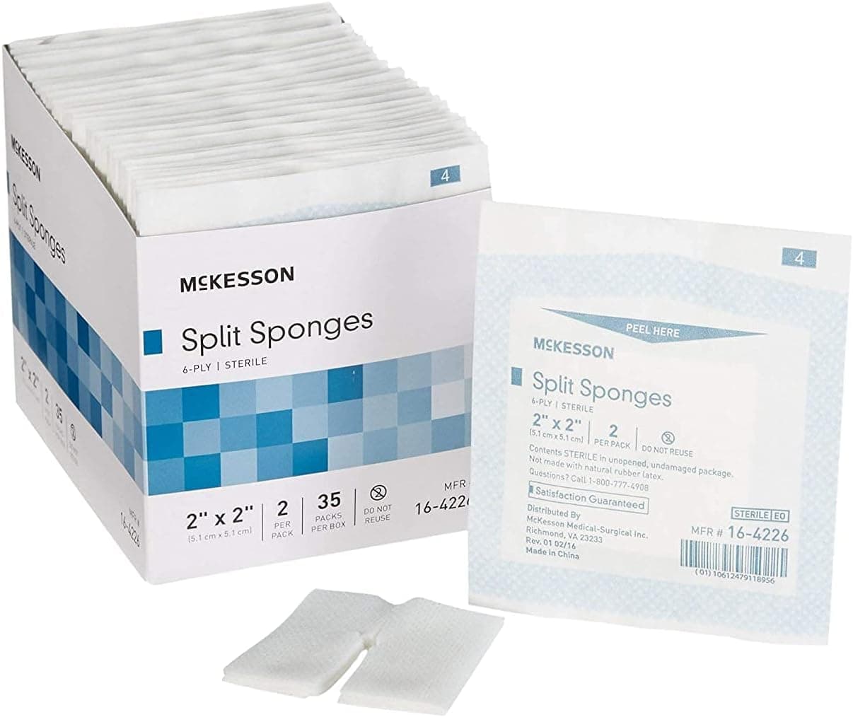 McKesson Performance Plus Gauze Iv Sponge 6Ply Sterile 2X2 35 Packs of 2 Model 164226