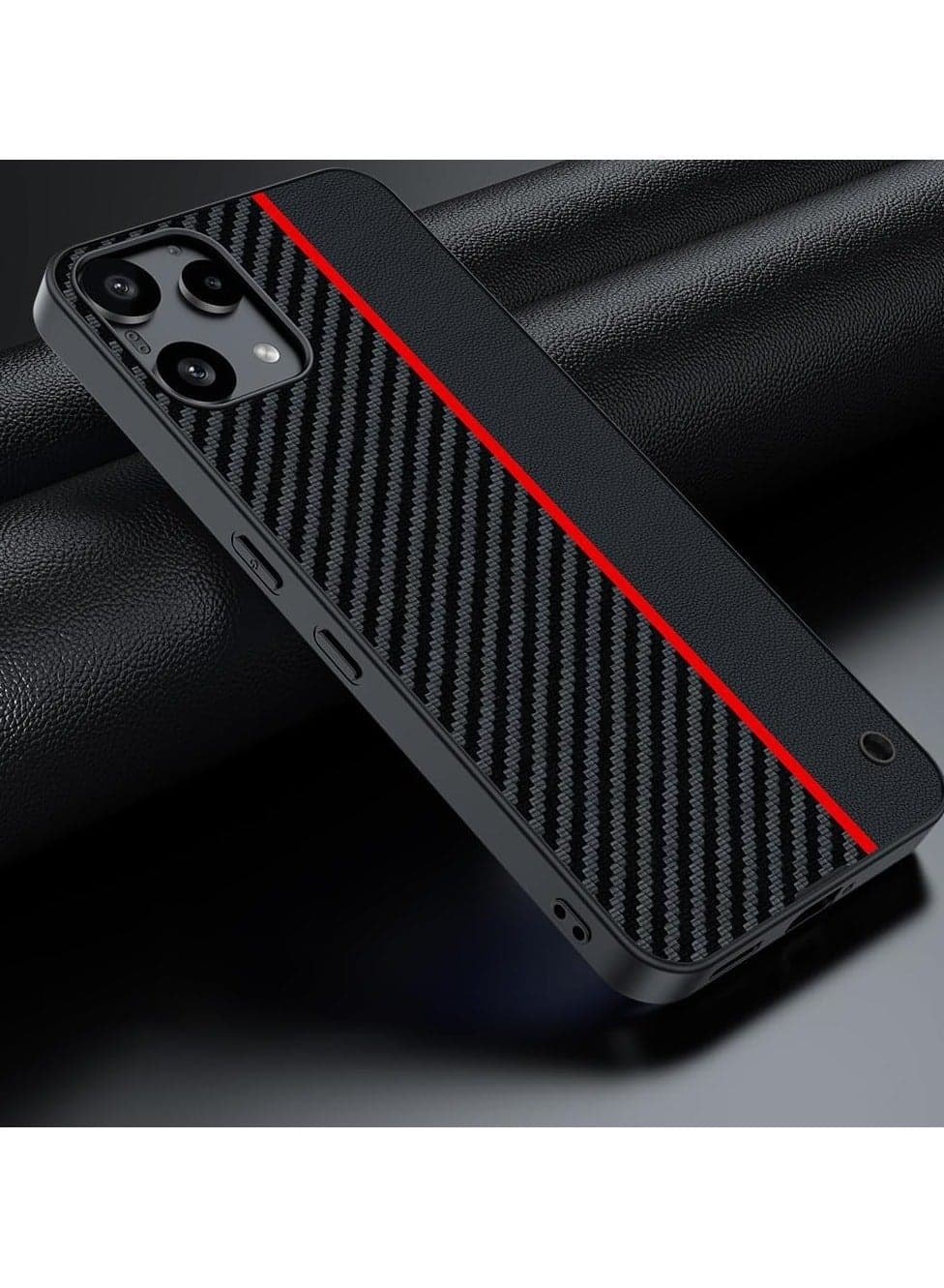 Case for Nothing Phone (3a) Lite Carbon Fiber Texture Synthetic Leather Case Slim, lightweight, drop-proof, shock-resistant bumper back cover Compatible with Nothing Phone 3a Lite