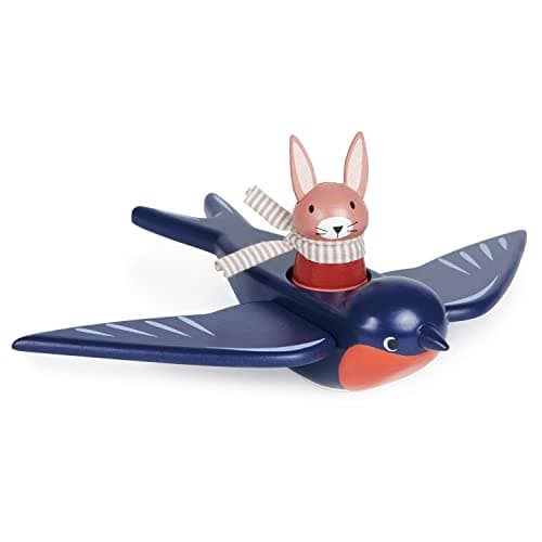 Tender Leaf Toys Swifty Bird Solid Wood Bird Toy with Removeable Bunny Character OpenEnded Play Toy for Toddler Boys and Girls Explore RolePlay and Imagination Age 3
