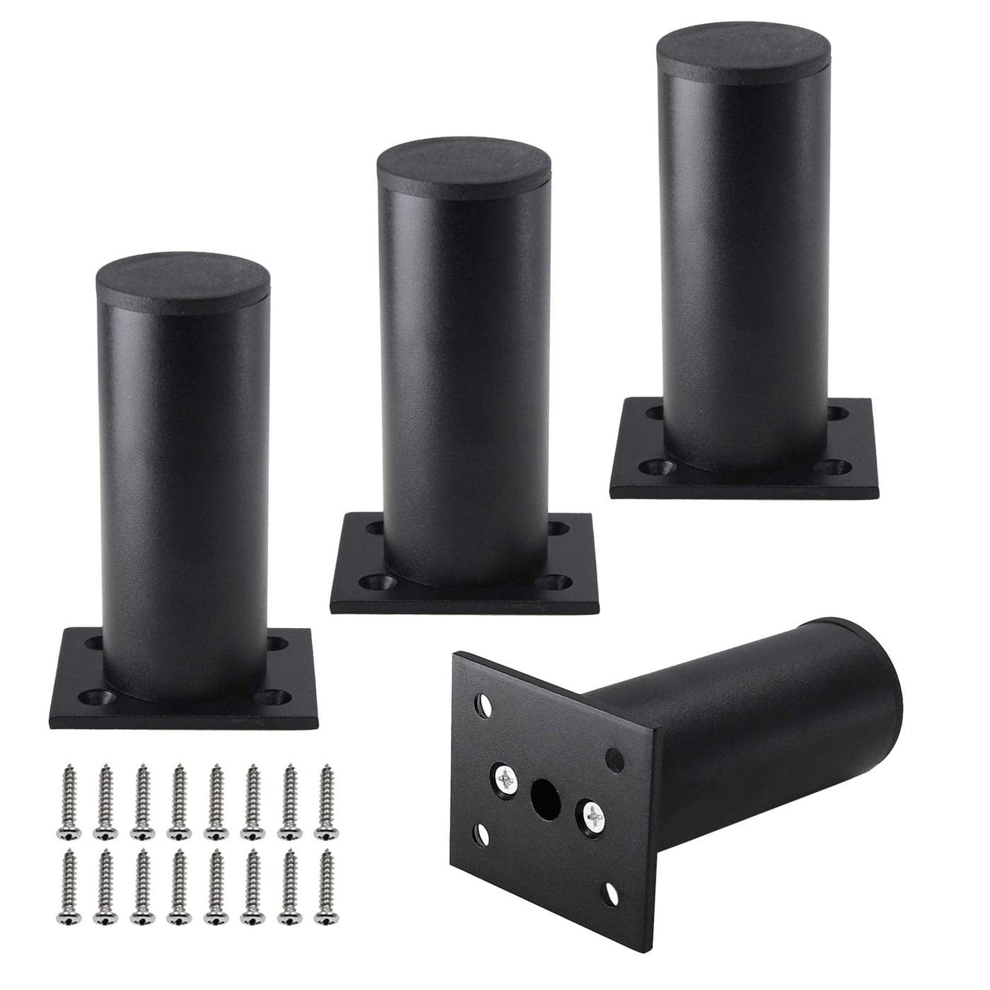 Kyuionty Set of 4 Furniture Legs 4 Inch Adjustable Aluminum Alloy Cabinet Legs Metal Round Sofa Support Foot Adjustable Feet for Kitchen Table Cabinet Shelves 15 Inch Diameter