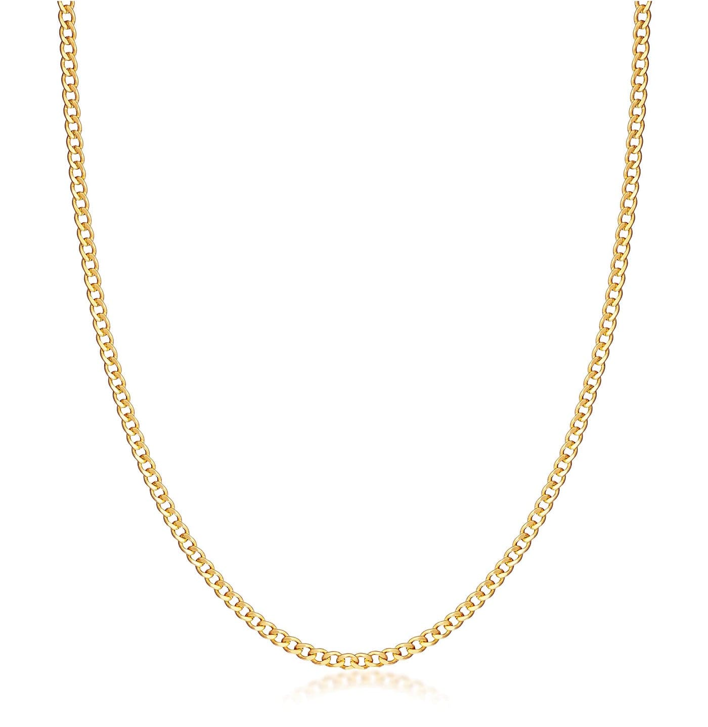 Barzel 18K Gold Plated Curb/Cuban Link Chain Necklace 3MM For Women or Men - Made In Brazil (24 Inches, 3MM Gold)