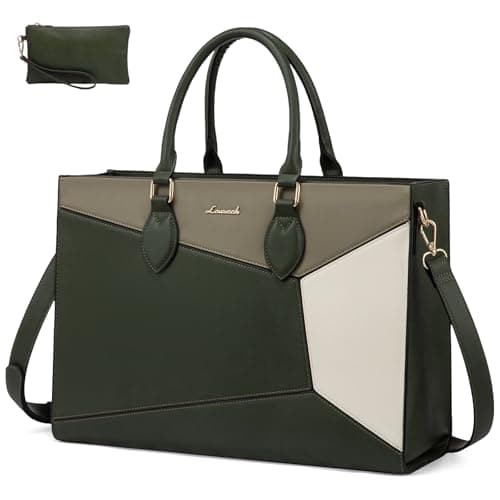 LOVEVOOK Laptop Bag for Women156 lnch Waterproof Lightweight Leather Tote BagProfessional Business Office Work Bags with Clutch PurseLarge Capacity Computer Shoulder HandbagArmyGreyWhite