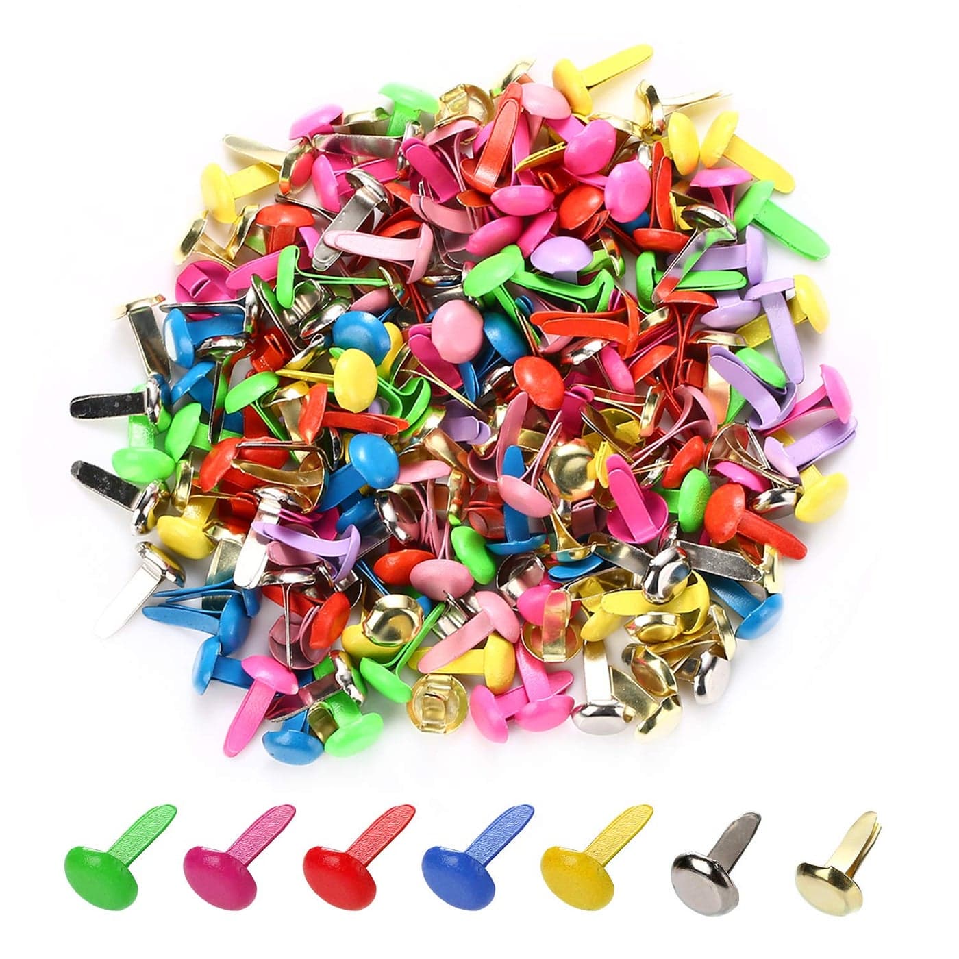 moinkerin 200 Pcs Mini Brads Metal Brad Fasteners Split Pins Pastel 03 x 047 inch Multicolor Round Brads for Paper Craft DIY Stamping Scrapbooking