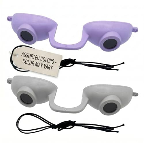 Super Sunnies EVO Flex UV Eye Protection FDA Compliant Eyeshields, Tanning Bed Goggles, Red Light Theraphy Glasses with Strap 2 Pack - Random