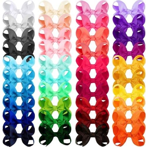 Oaoleer 40 Colors 3 Inch Hair Bows Clips Grosgrain Ribbon Bows Hair Alligator Clips Hair Barrettes Hair Accessories for Girls Toddler Infants Kids Teens Children 3inch 40color