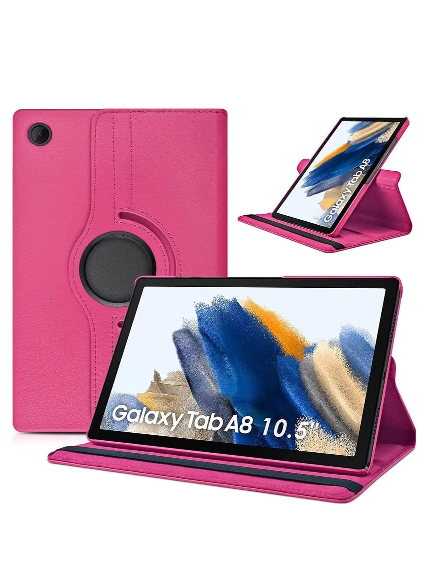 Case Compatible with Galaxy Tab A8 10.5" Case (SM-X200/X205/X207), Galaxy Tab A8 Case 10.5 inch,Auto Sleep/Wake 360° Rotating Stand Folio Leather Case for Tab A8 2022 (Rose Red)