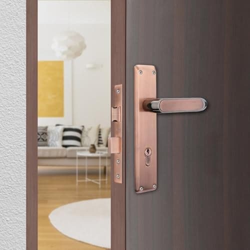 Godrej Mortise Lock|Handle Lock Set for Main & Internal Door of Home & Offices|NEH 21|Black Antique Finish|8 inch Lockbody|60 mm Cylinder Key from Outside knob from Inside & 3 Keys|5 Years Warranty