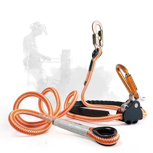 ProClimb Arborist Lanyard by Pelican Rope – 1/2 in x 10 ft Polyester, Steel Snap Hook, Adjustable, High Visibility, ANSI/OSHA Certified for Work Positioning, Made in The USA