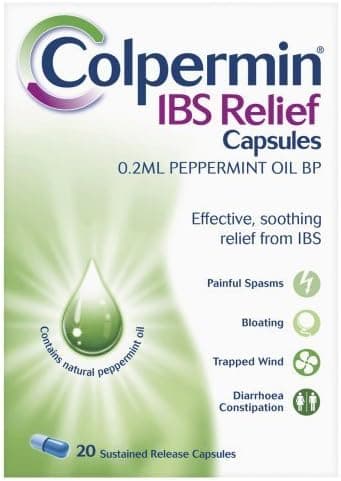 Peppermint Oil Capsules 100 Capsules for Irritable Bowel Syndrome by Colpermin
