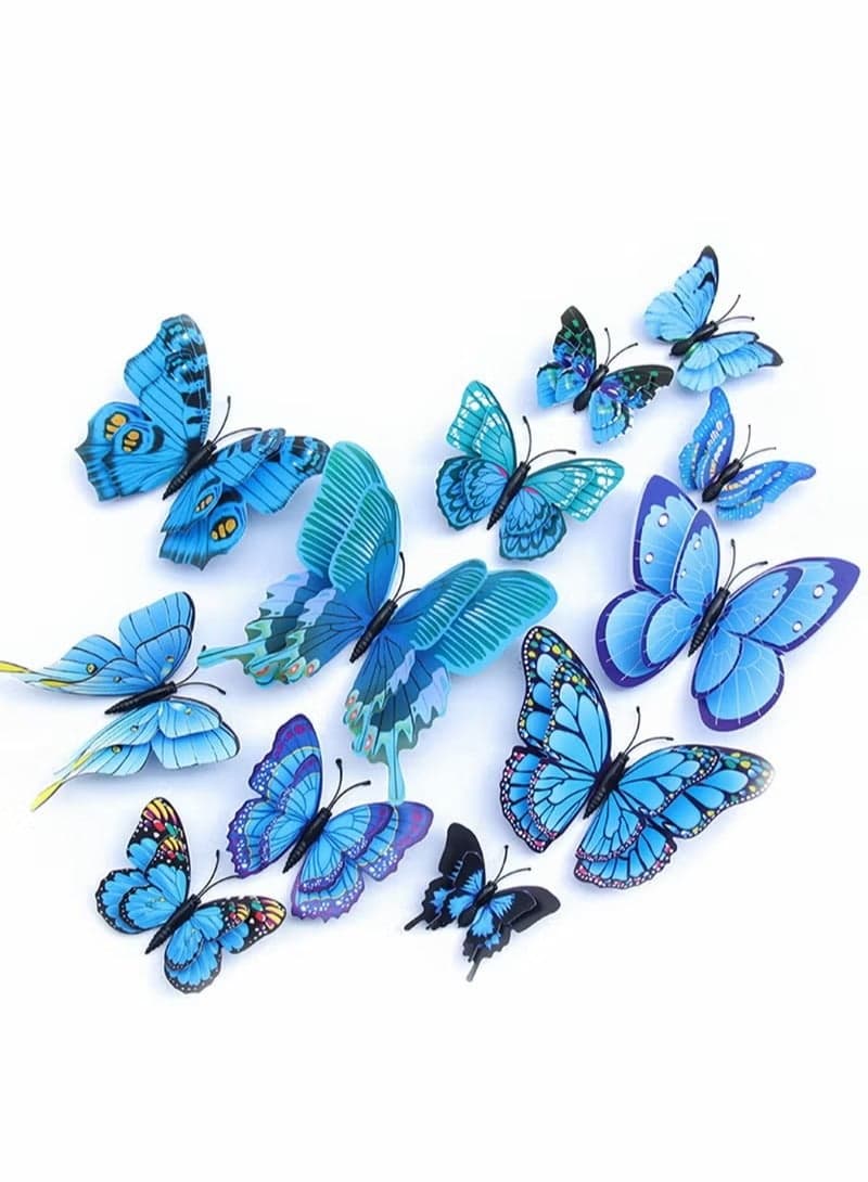 erfly Wall Sticker, Magnetic 3D erfly Mural Decal, Removable Decorative Wall Sticker for Kids Room Bedroom Living Room Office Party Decoration (12pcs, Blue)