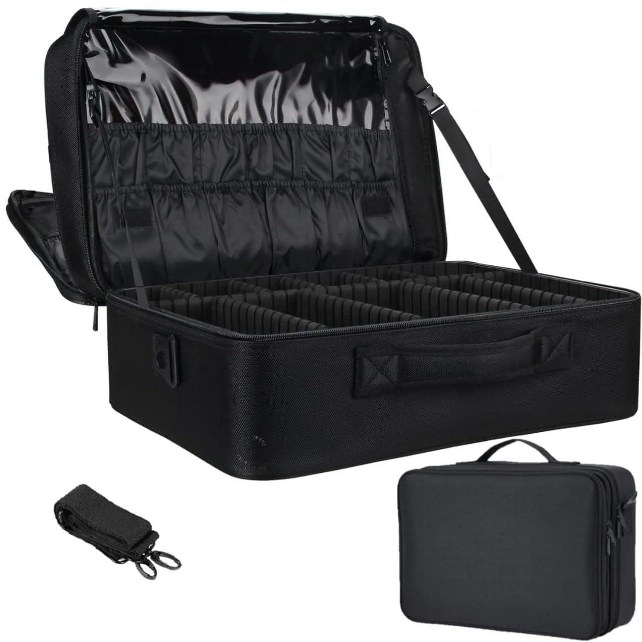 Shrux Portable Cosmetic and Makeup Organizer Bag 2Layer MakeupBrush Lipstick Nail Polish and Jewellery Storage Travel Case MultiFunctional Travel Essentials Beauty Accessories Storage Tote