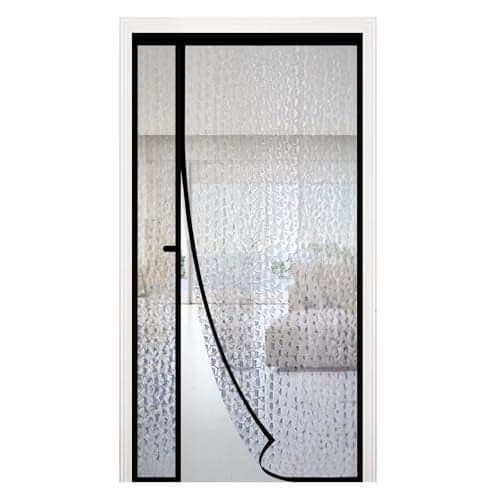 RELIANCER Magnetic Thermal Insulated Door CurtainWaterproof EVA Door CoverLeft Right Side OpeningFit Doors Size 34x96SelfClosing Insulated Doorway CurtainPatio Auto Close Thermal Doors Screen