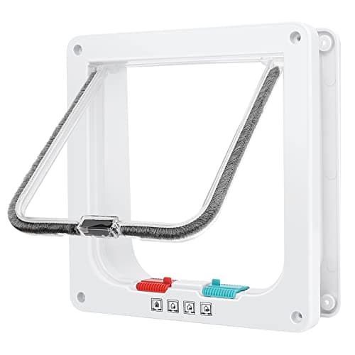 Cat Door, Safety Pet Door with 4 Way Lock, Weatherproof & Easy Installation Cat Flap Door for Interior Exterior Door, Window, Wall(Large, 7.48in x 7.08in Flap)