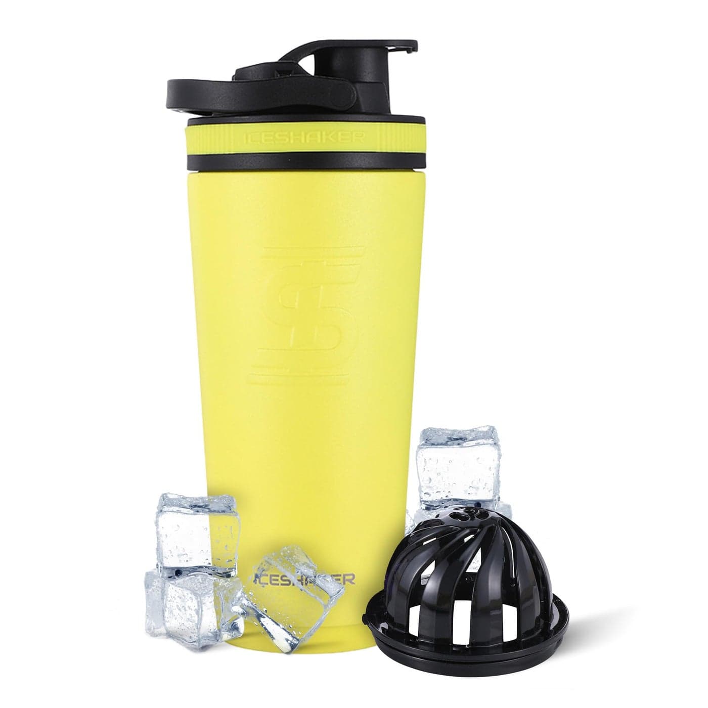 Ice Shaker Insulated Stainless Steel Shaker Bottle 26oz Yellow Cold for 30 Hours Insulated Cup with Twiston Agitator OdorFree Bottle for Protein Shakes Water Smoothies Cocktails