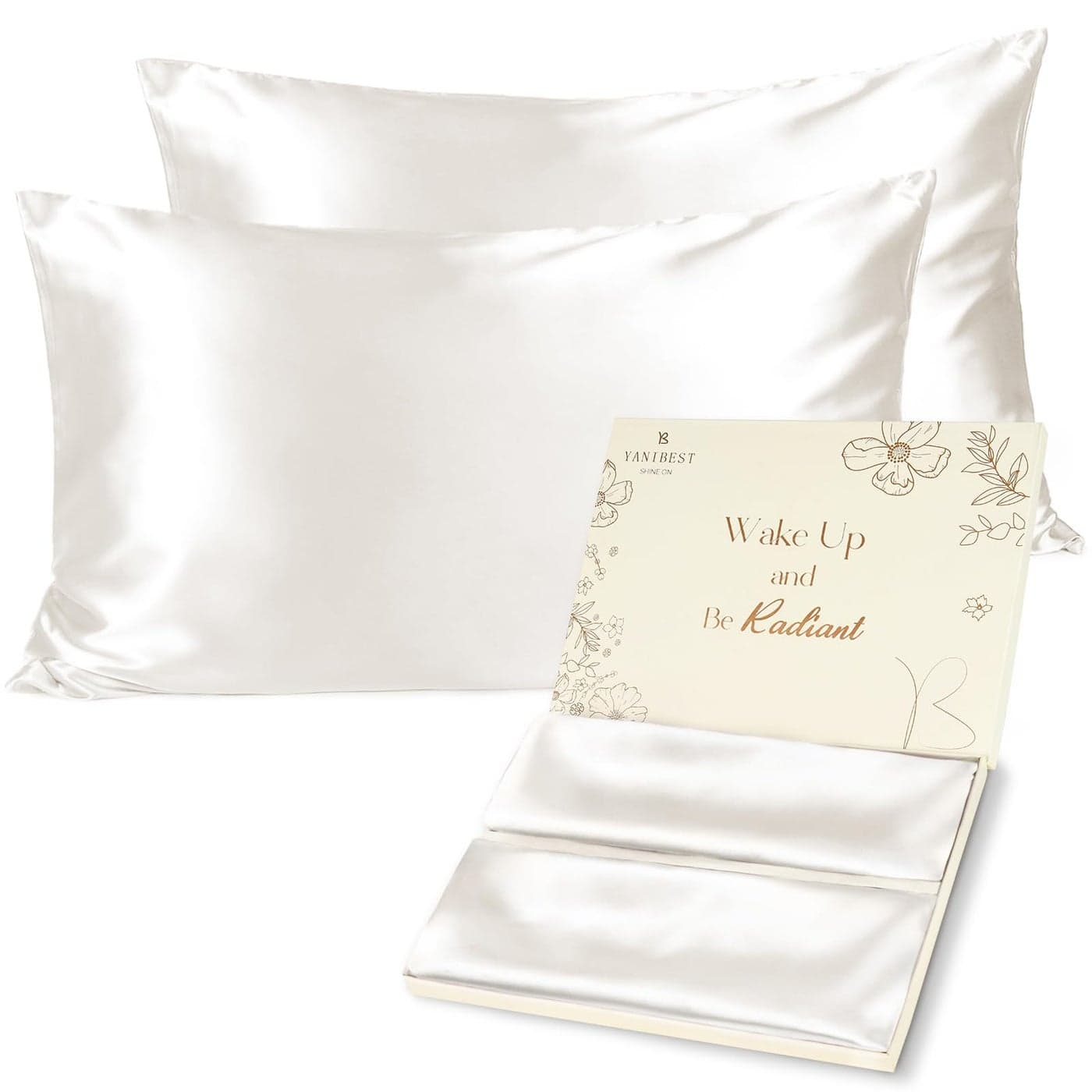 Yanibest Satin Pillowcase King Size Pillow Cases Set of 2 Silk Pillow Cases for Hair and Skin with Zipper Silk Pillow Cases King for 20x40 Exquisite Packaging for Women Men