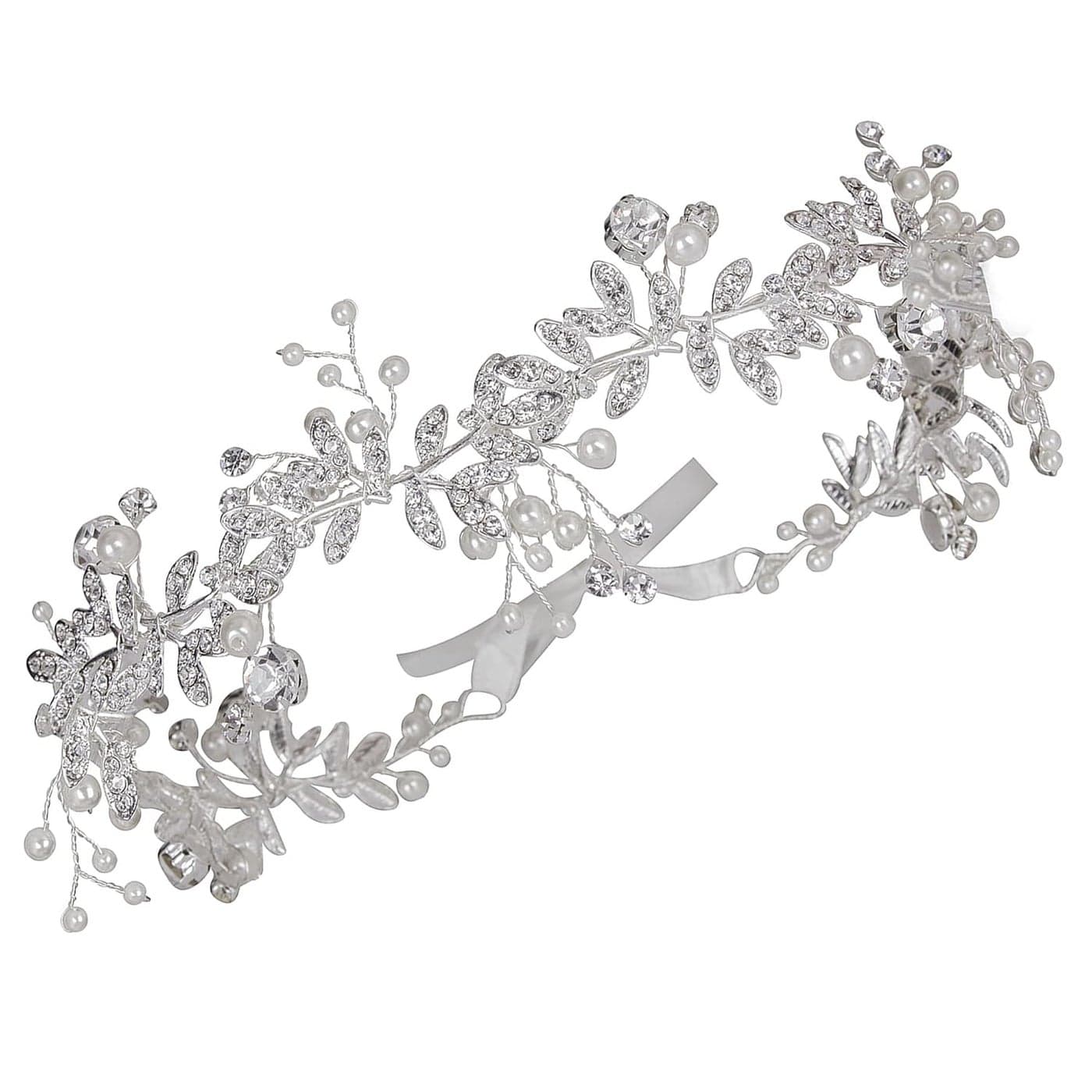 CROWN GUIDE Rhinestones Headband 20s Bridal Headpiece 1920s Flapper Accessories for Women Wedding Brides Silver