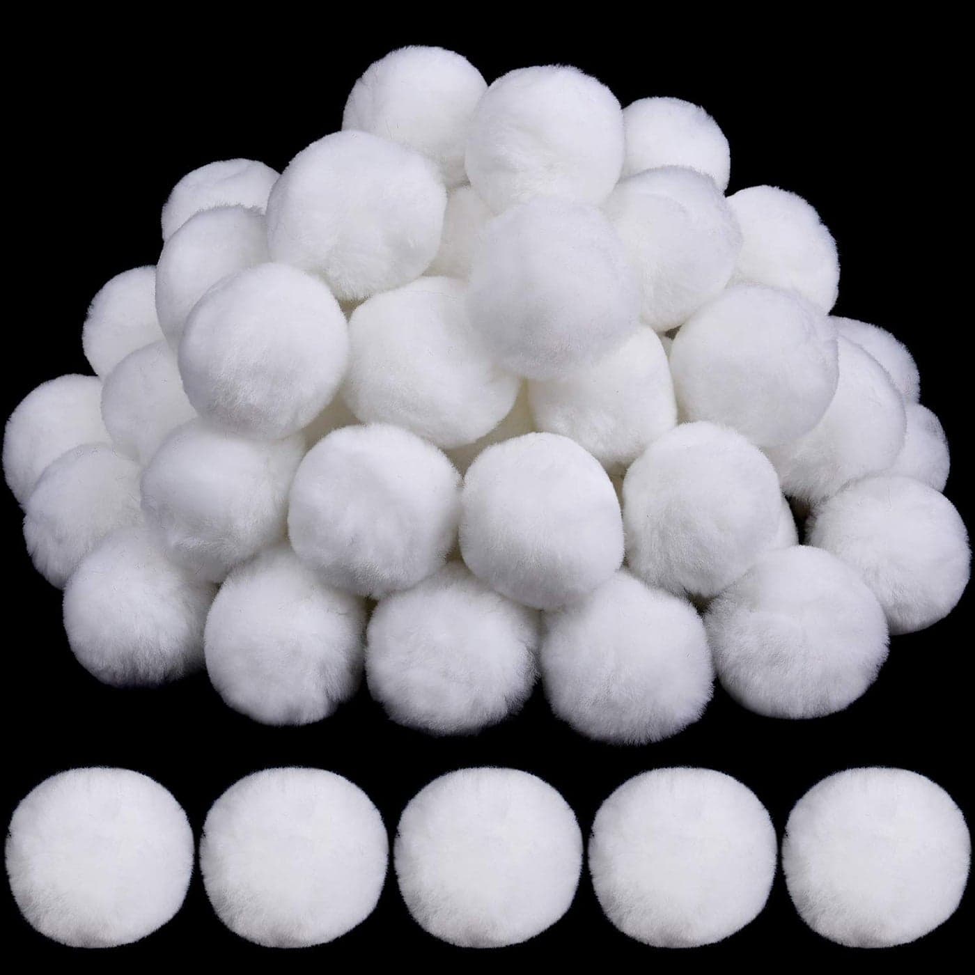 WILLBOND Christmas Large White Pom Poms for Crafts 2 Inch Christmas Giant Acrylic Pompoms Holiday Costume Fluffy Ball Fuzzy Big White for DIY Craft Supplies Party Decorations30 Pieces