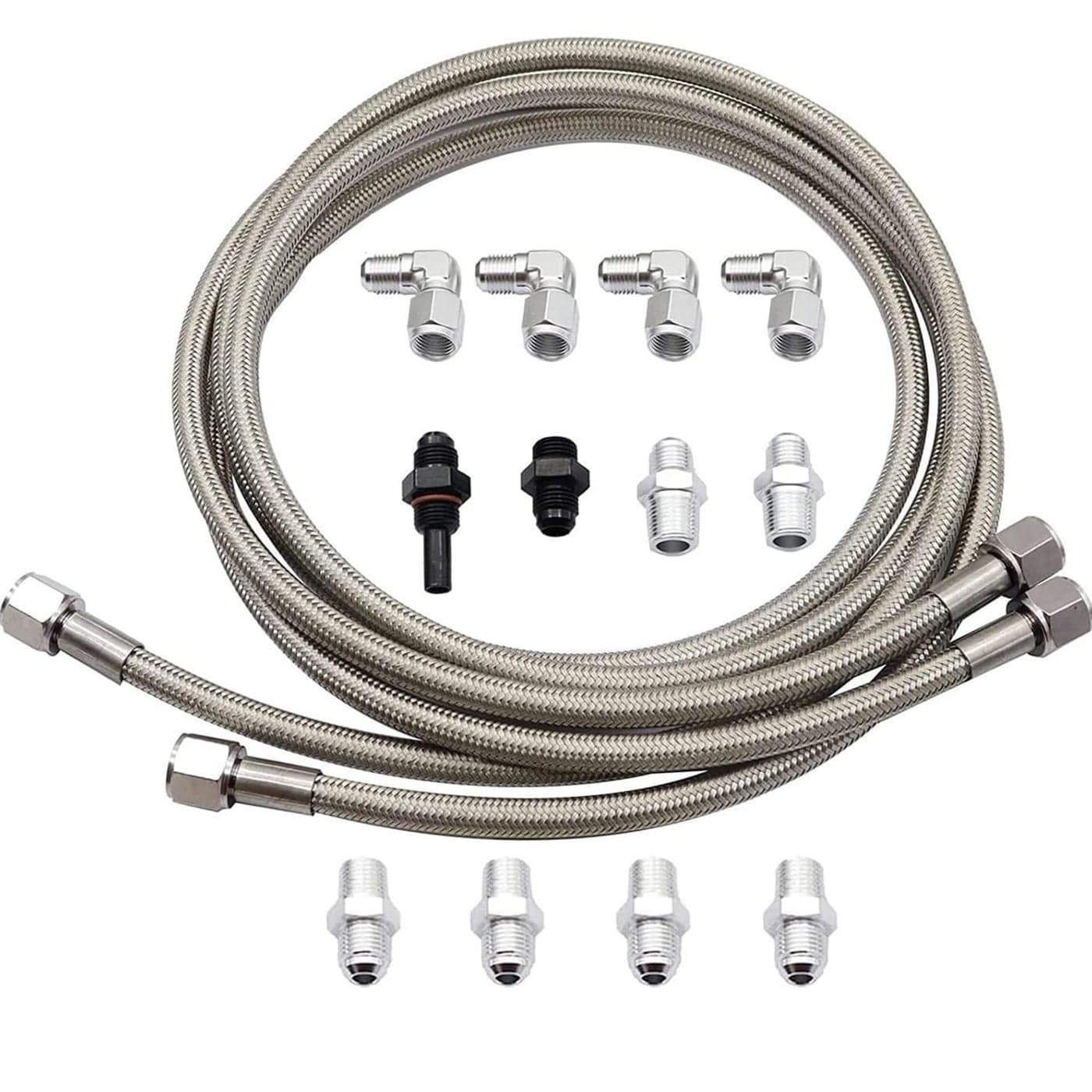 GXARTS 70 6AN SS Braided Transmission Cooler Hose Lines for 700R4 4L60 4L60E 4L65E 4L80E Compatible with Ford C6AOD GM Chevy 1996 1997 1998 1999 2000 2001 2002 2003 2004 2005 2006 2007 20082021