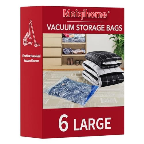 MEIQIHOME Vacuum Storage Bags, Space Saver Sealer Bags,Vacuum seal bags for clothing, Pillows, Comforters, Blankets, Bedding,Travel,6 LARGE