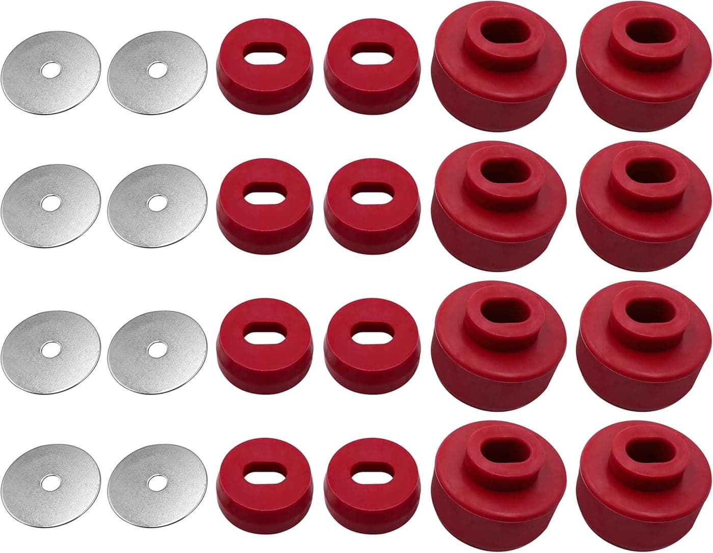 nipponAsia 7-141 Body and Cab Mount Bushing Kit for Chevy Silverado & Sierra 1500/2500 2WD/4WD (1999-2014) - Red
