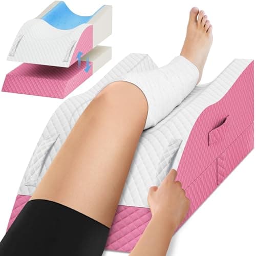 TranquilRelax Elevation Pillows for Leg After Surgery, Memory Foam Adjustable Wedge Pillow for Injury or Rest, Ankle Pillow for Sleeping Blood Circulation Pink/Single Leg