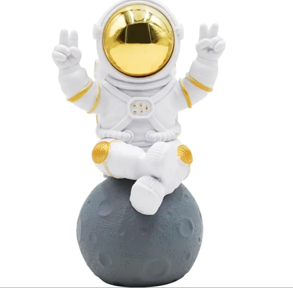 VRB DecTM 1pcs Astronaut Miniature Showpiece Set for Home Decor, car Dashboard,Valentine,Living Room,Gifts Figurines,Cake Decoration Items-Resin (1 Pcs Golden Ashtronaut Showpiece)