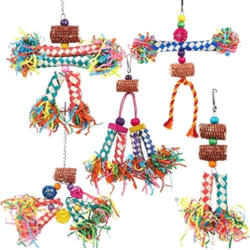 LifeIdeas Bird Shredding Toys 5PCS Parrot Chewing Toys Corn Cob Colorful Bird Foraging Toys for Small Medium Parrots Parakeets Conures Cockatiel Lovebirds