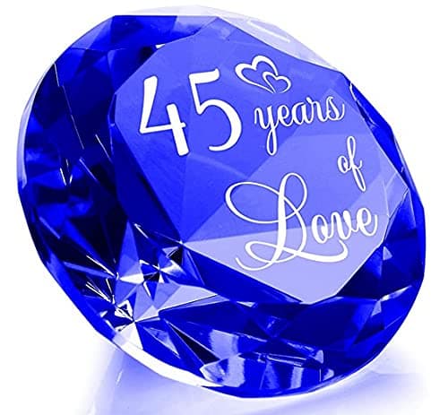 45 Years Anniversary Wedding Gifts for Couple 45th Sapphire Wedding Romantic Gifts for Wife 45 Years of Love Sapphire K9 Crystal Keepsake for Parents