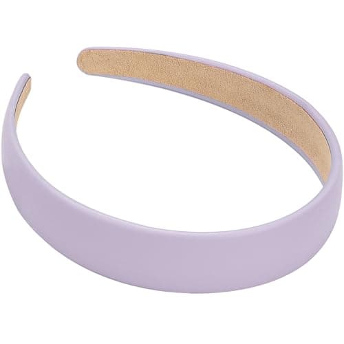 WantGor 1 Inch PU Leather Headband Wide Padded Hairband Fashion Hair Bands Cute Womens Headbands Holiday DIY Hair Accessories Purple