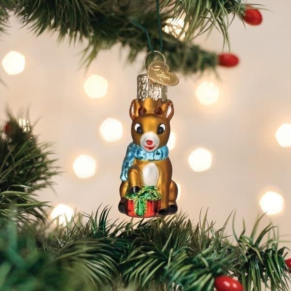 Old World Christmas Mini Rudolph The RedNosed Reindeer Glass Blown Ornament for Christmas Tree Handcrafted Holiday Decoration Rudolph Collection