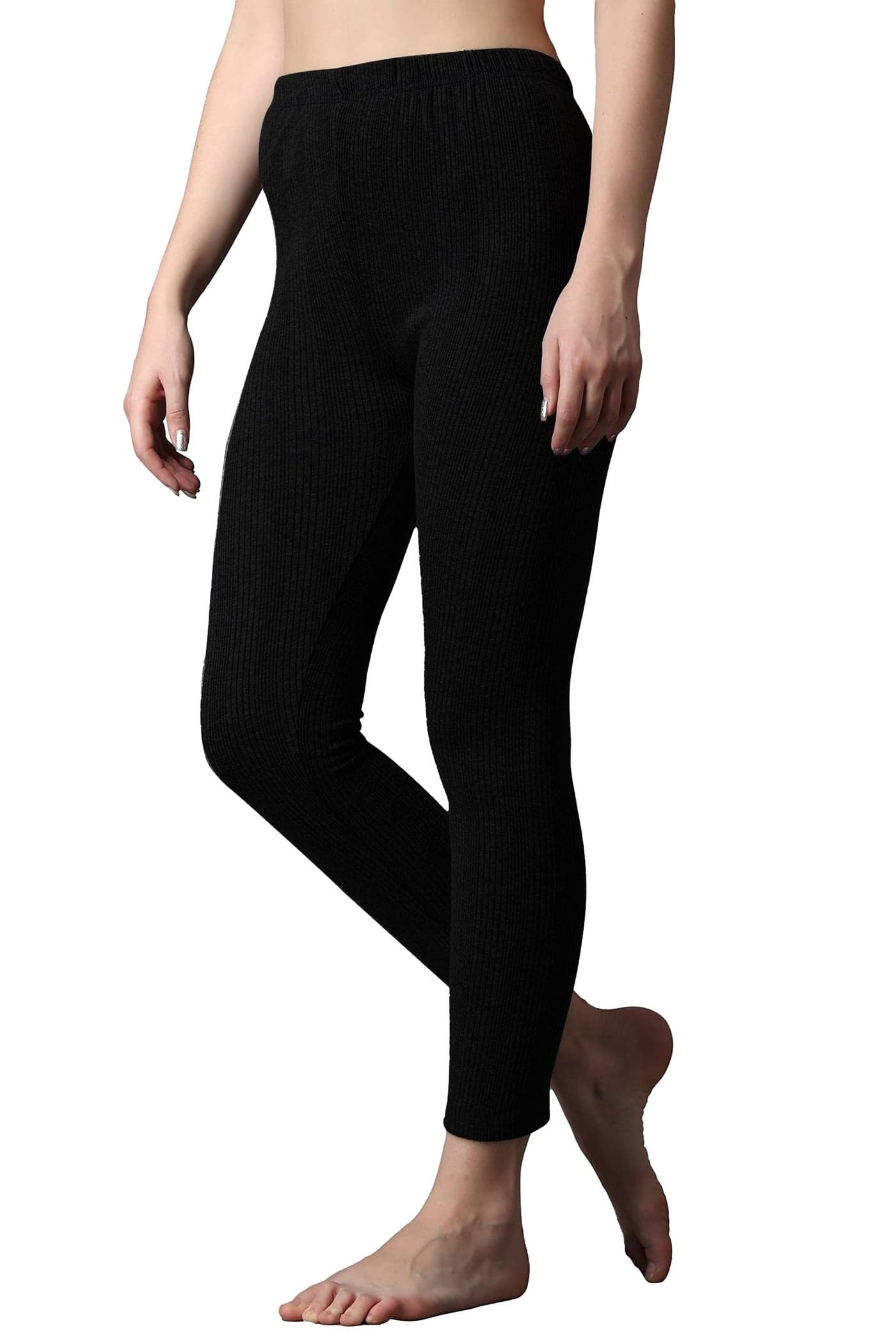 FF Premium Warmer Thermal Mid Rise Bottoms Pant for Women Ultra Soft Bottom Winter Inner Wear Johns Regular Fit Underwear (Color - Black (Size - Small)