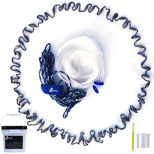 Drasry 38 Saltwater Fishing Cast Net for Bait Trap with Heavy Lead Sinkers Fish Throw Net Size 3ft4ft5ft6ft7ft8ft9ft Radius Freshwater Mono Lines Cast Net 4FT 120cm Radius