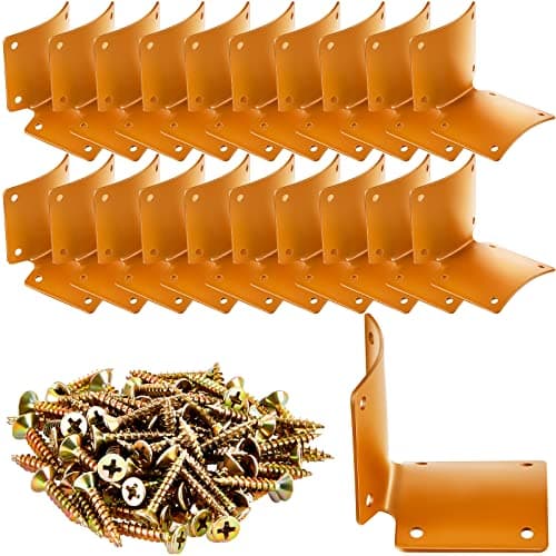 Round Post Fence Brackets Metal L for Wood Fence Post Repair Round Rail Angle Brackets with 0.8 Inch Screws for Wooden Frame Bed Furniture Hardware, 2 x 2 Inch(20 Pcs)