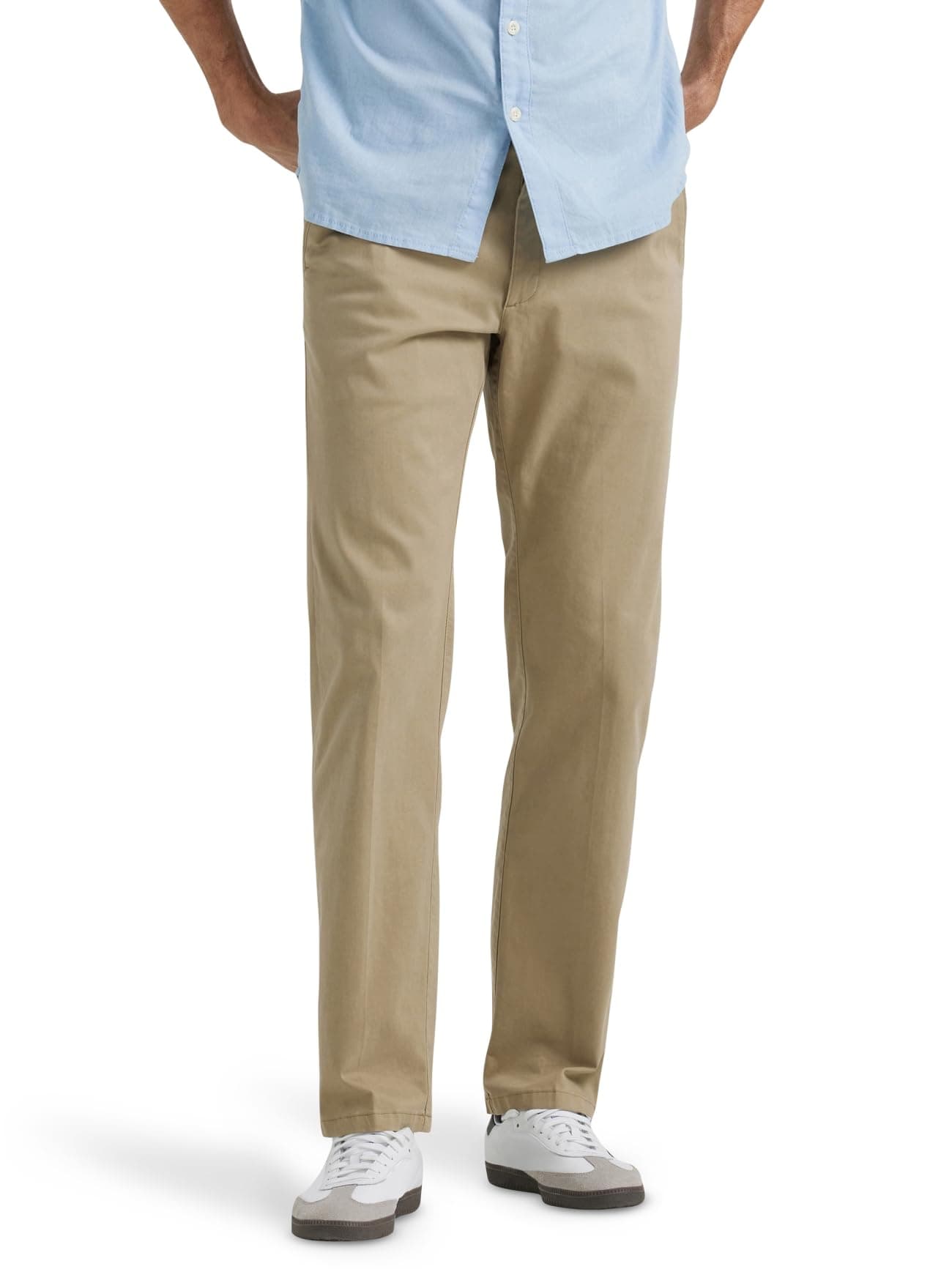 Lee Men's Extreme Motion Flat Front Regular Straight Pant Original Khaki 42W x 30L